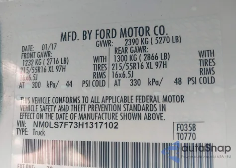 2017 Ford Transit Connect Xlt z USA, uszkodzony, nr VIN NM0LS7F73H1317102